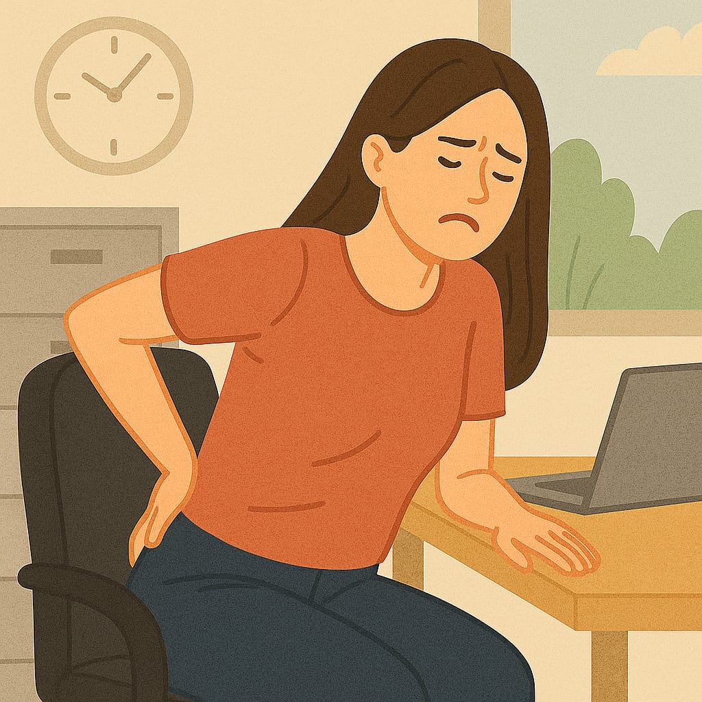 오래 앉아있는 여성 스트레칭