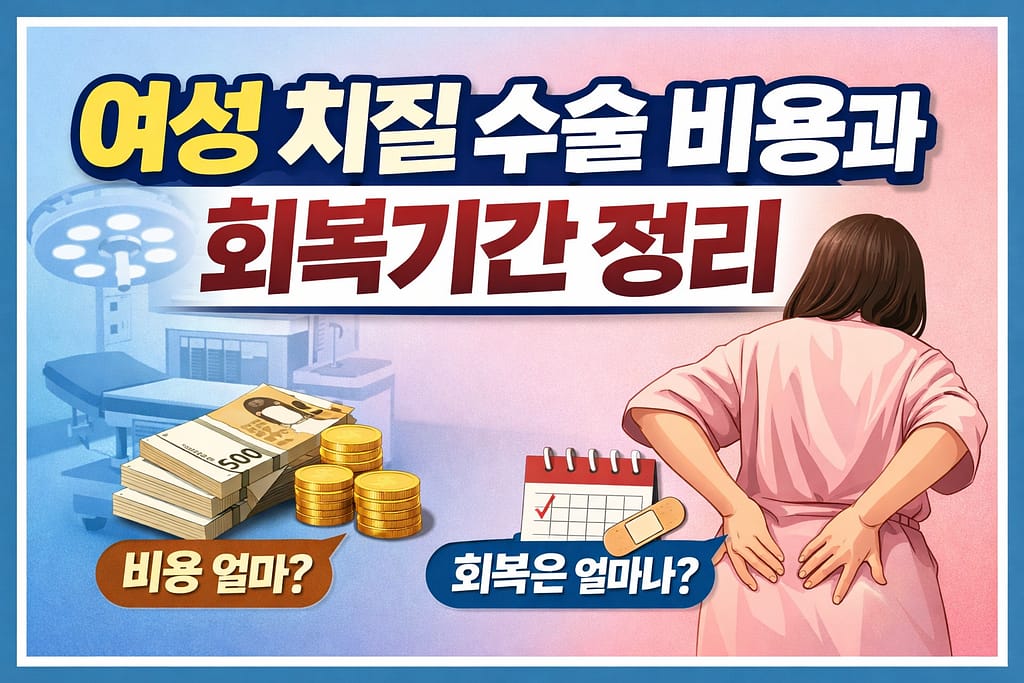 여성 치질 수술 비용 얼마일까? 회복기간·입원기간 총정리 - JoyLife