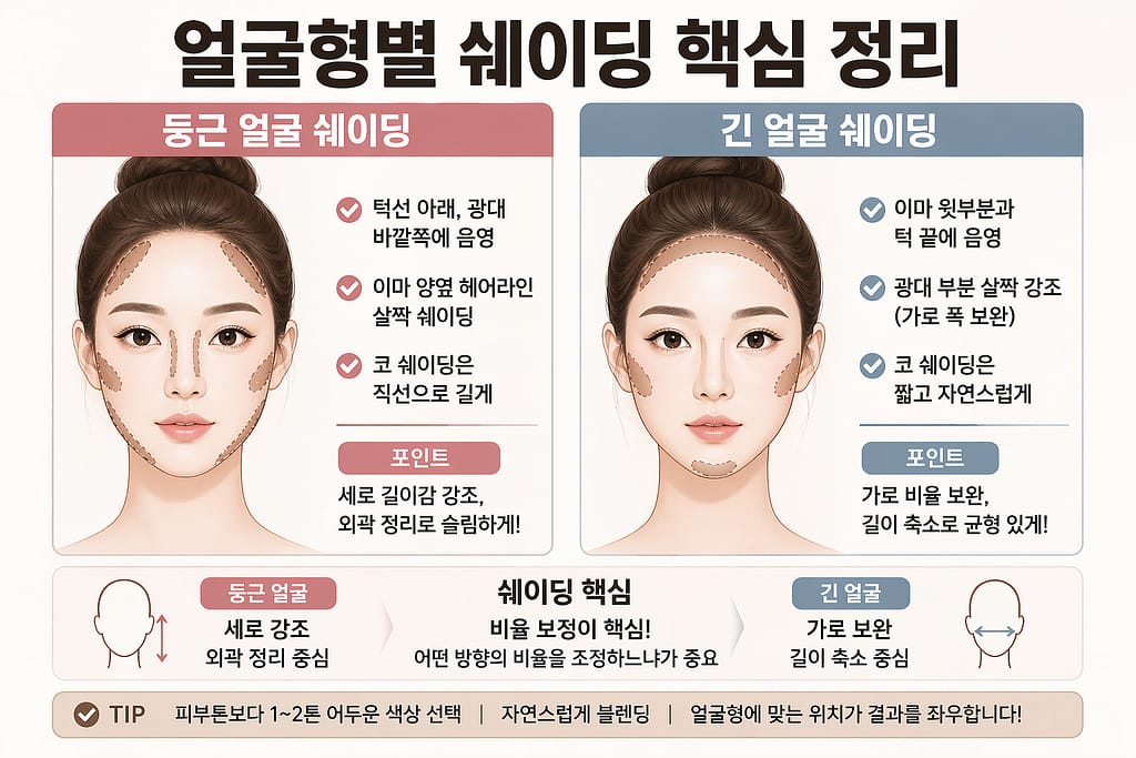 얼굴형별 쉐이딩