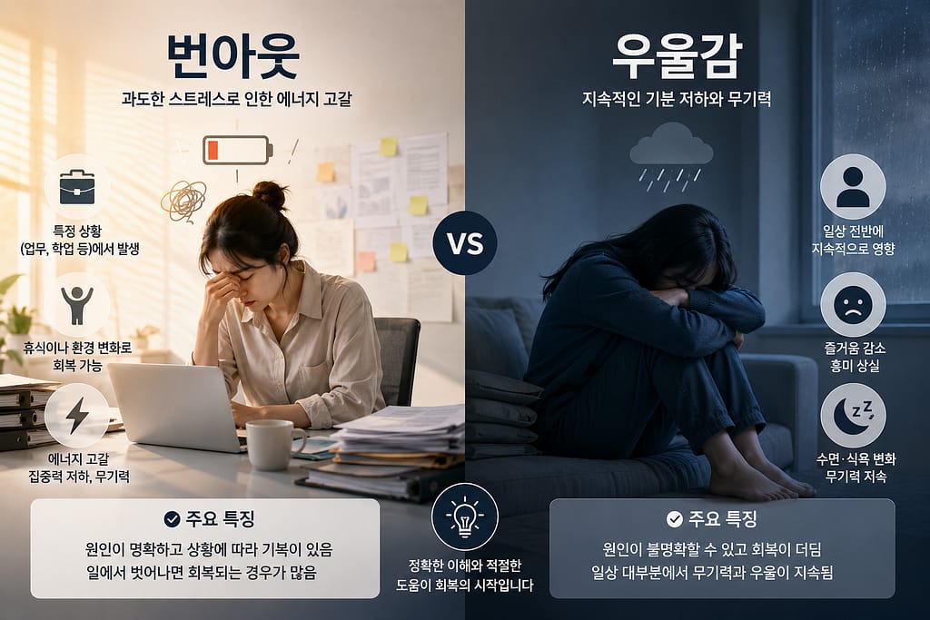 번아웃과 우울감의 차이