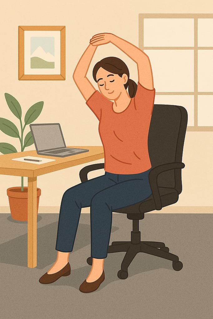 오래 앉아있는 여성 스트레칭